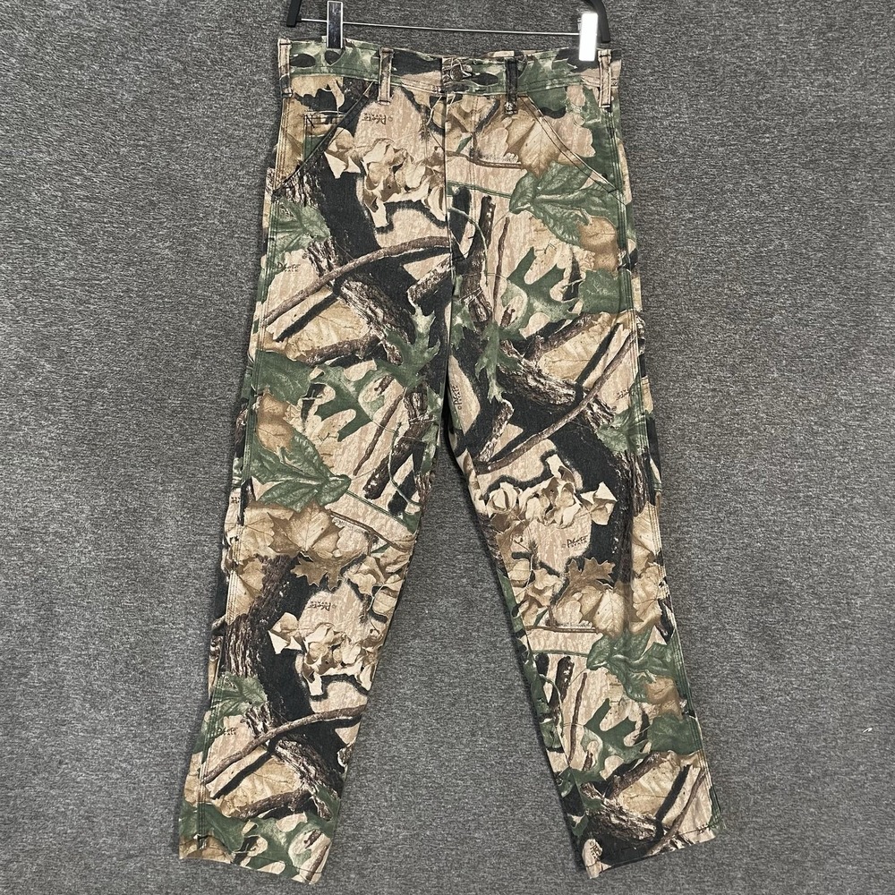 Stan Ray Pants Mens 30x32 Green Camo Canvas Cargo Workwear Made USA Relaxed Fit